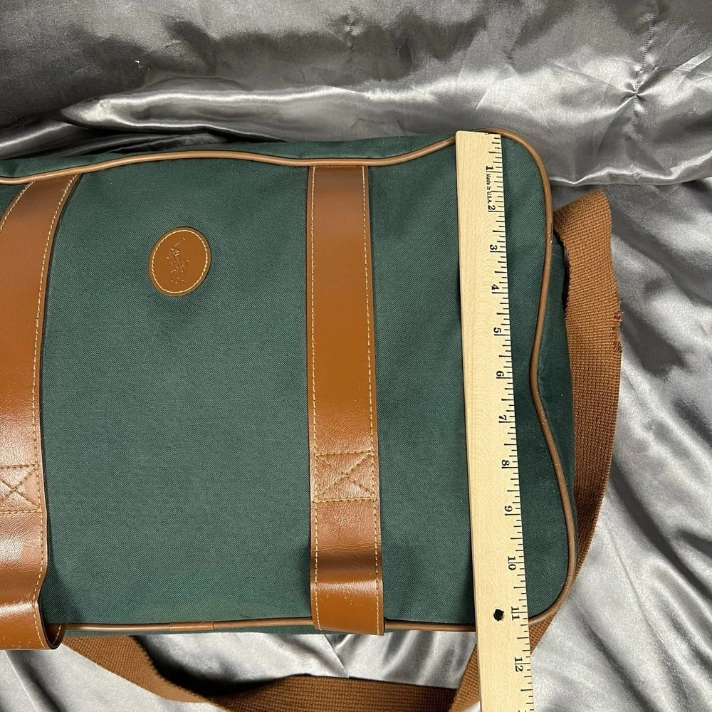 Polo Ralph Lauren Mens Bag Green Satchel Messenger Crossbody‎ Travel Vintage 90s